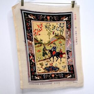 Vtg Dimensions Needlepoint Persian Tapestry 2089 Horse Rider 1978 INCOMPLETE